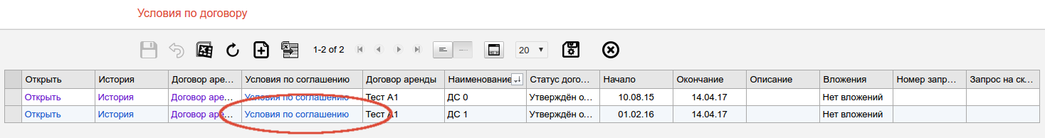 Условия по договору