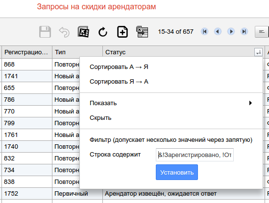 Запросы арендаторов